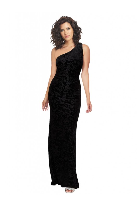 Fournisseurs de Noir Fourreau Velours Floral Velours Stretch Longue Robes demoiselle d'honneur