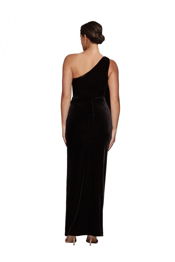 Fournisseurs de Noir Fourreau Velours Stretch Longue Formelles Robes demoiselle d'honneur / Robes de soirée / Robes de bal
