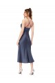Fournisseurs de Noir Fourreau midi Satiné Soyeux Courte Asymétrique Robes demoiselle d'honneur / Robes de soirée / Robes de cocktail