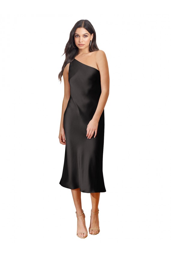 Fournisseurs de Noir Fourreau midi Satiné Stretch Courte Robes demoiselle d'honneur / Robes de soirée / Robes de cocktail
