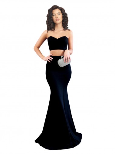 Fournisseurs de Noir Sirène Col Haut Crêpe Stretch Longue Formelles Robes demoiselle d'honneur / Robes de soirée / Robes de bal