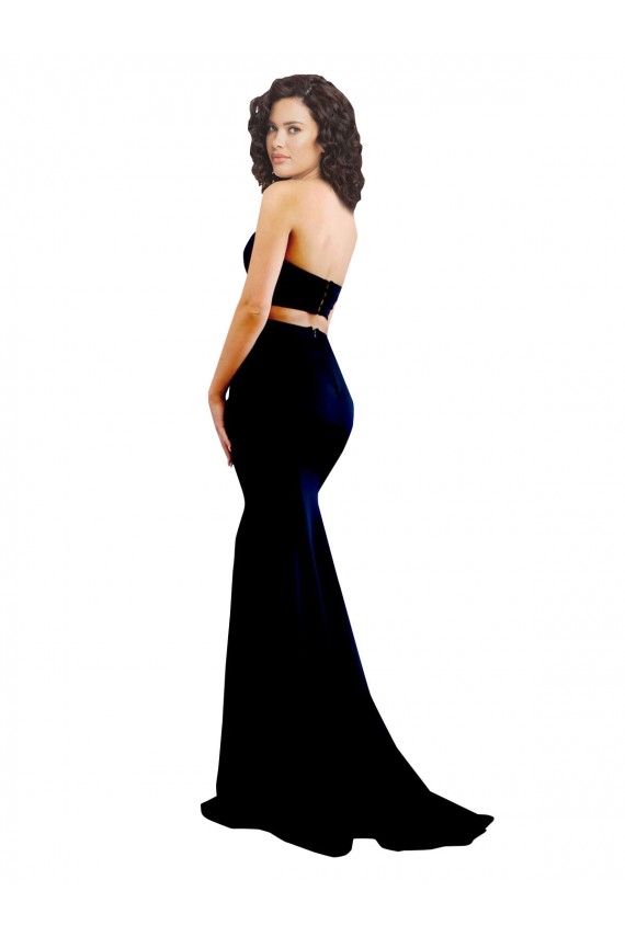 Fournisseurs de Noir Sirène Col Haut Crêpe Stretch Longue Formelles Robes demoiselle d'honneur / Robes de soirée / Robes de bal