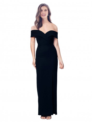 Fournisseurs de Noir Sirène Épaule Dénudée Crêpe Stretch Longue Formelles Robes demoiselle d'honneur / Robes de soirée / Robes de bal