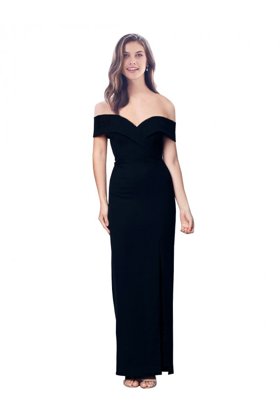 Fournisseurs de Noir Sirène Épaule Dénudée Crêpe Stretch Longue Formelles Robes demoiselle d'honneur / Robes de soirée / Robes de bal