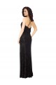 Fournisseurs de Noir Trapèze Bretelles spaghetti Velours Floral Velours Stretch Longue Robes demoiselle d'honneur