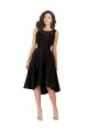 Fournisseurs de Noir Trapèze Illusion midi Satiné Dentelle Courte Asymétrique Robes demoiselle d'honneur / Robes de cocktail