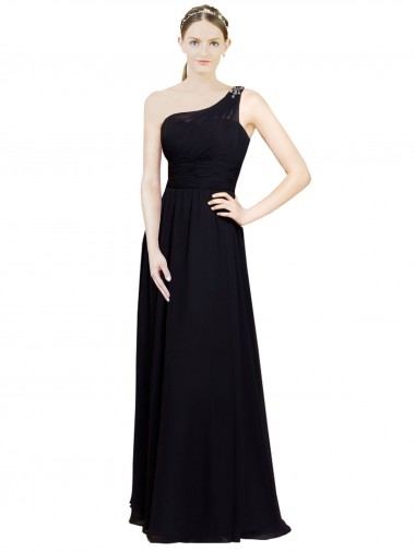 Fournisseurs de Noir Trapèze Mousseline Longue Robes demoiselle d'honneur