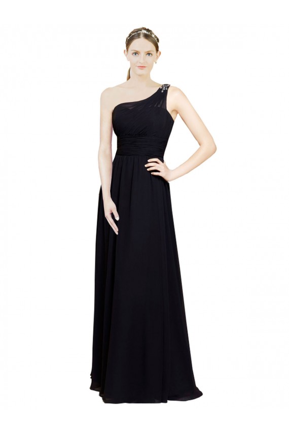 Fournisseurs de Noir Trapèze Mousseline Longue Robes demoiselle d'honneur