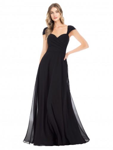 Fournisseurs de Noir Trapèze Mousseline Longue Robes demoiselle d'honneur