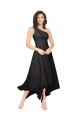 Fournisseurs de Noir Trapèze Sans bretelle midi Mousseline Courte Asymétrique Robes demoiselle d'honneur / Robes de cocktail