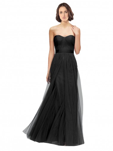 Fournisseurs de Noir Trapèze Tulle Longue Robes demoiselle d'honneur