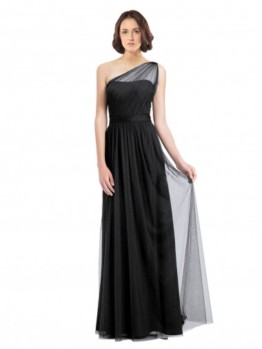 Fournisseurs de Noir Trapèze Tulle Longue Robes demoiselle d'honneur