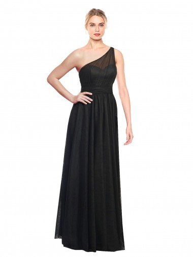 Fournisseurs de Noir Trapèze Tulle Longue Robes demoiselle d'honneur
