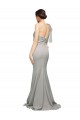 Fournisseurs de Oyster Argent Sirène Balayage train Crêpe Stretch Tulle Longue Formelles Robes demoiselle d'honneur / Robes de soirée / Robes de bal