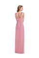 Fournisseurs de Peau Rose Trapèze Licou Mousseline Longue Robes demoiselle d'honneur
