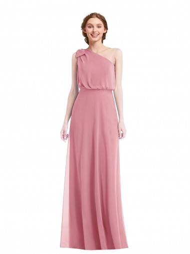 Fournisseurs de Peau Rose Trapèze Mousseline Longue Robes demoiselle d'honneur