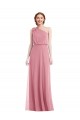 Fournisseurs de Peau Rose Trapèze Mousseline Longue Robes demoiselle d'honneur