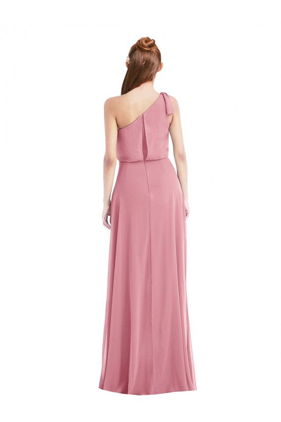 Fournisseurs de Peau Rose Trapèze Mousseline Longue Robes demoiselle d'honneur