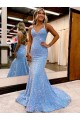 Fournisseurs de Periwinkle Fourreau Col V Balayage train Paillettes Velours Longue Robes de bal