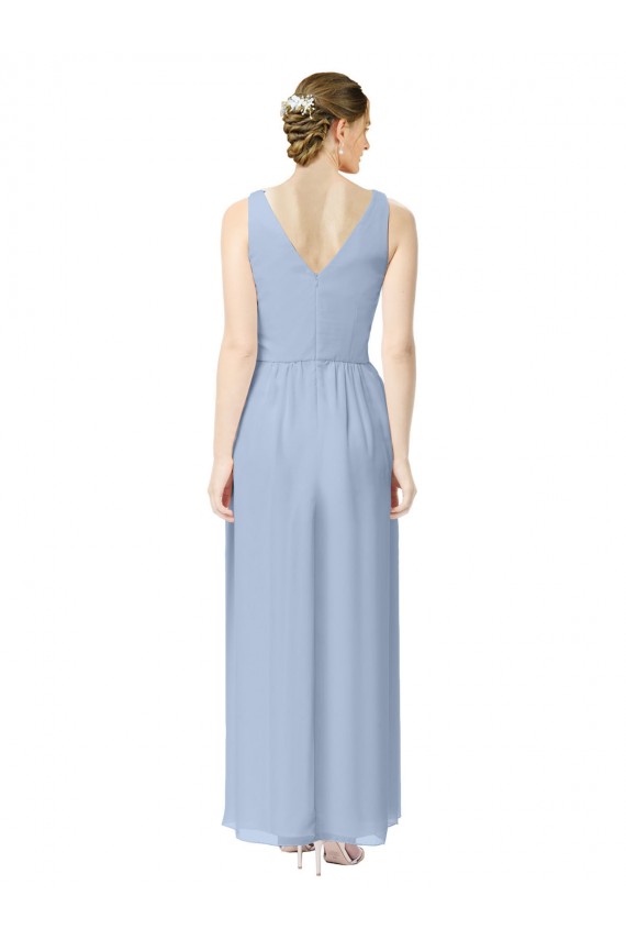 Fournisseurs de Periwinkle Trapèze Col V Mousseline Longue Robes demoiselle d'honneur