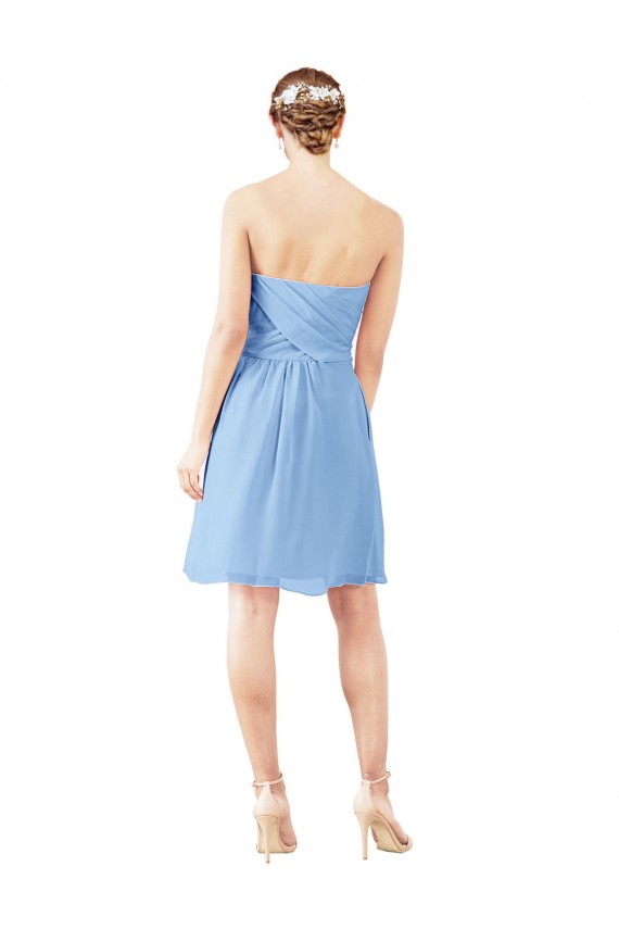Fournisseurs de Periwinkle Trapèze Sans bretelle Mousseline Courte Robes demoiselle d'honneur / Robes de cocktail