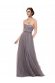 Fournisseurs de Pewter Trapèze Bretelles spaghetti Tulle Longue Robes demoiselle d'honneur