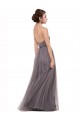 Fournisseurs de Pewter Trapèze Bretelles spaghetti Tulle Longue Robes demoiselle d'honneur