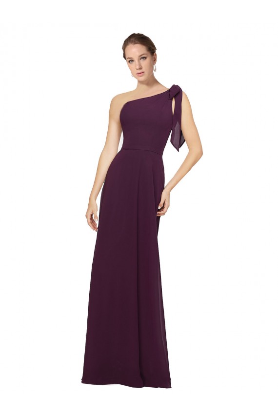 Fournisseurs de Pourpre Trapèze Mousseline Longue Robes demoiselle d'honneur