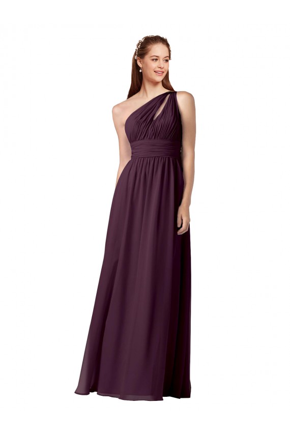 Fournisseurs de Pourpre Trapèze Mousseline Longue Robes demoiselle d'honneur