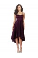 Fournisseurs de Pourpre Trapèze Scoop Neck Satiné Courte Asymétrique Robes demoiselle d'honneur / Robes de bal