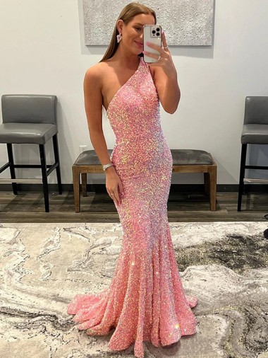 Fournisseurs de Rose Fourreau Balayage train Paillettes Velours Longue Robes de bal