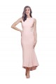 Fournisseurs de Rose Fourreau Col Haut midi Crêpe Stretch Courte Asymétrique Robes demoiselle d'honneur / Robes de soirée / Robes de cocktail