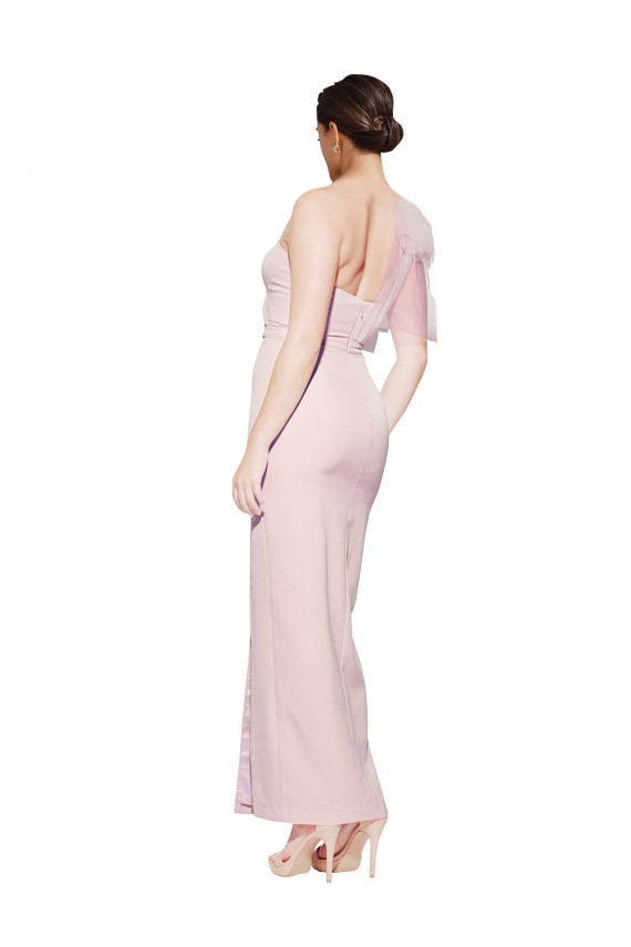 Fournisseurs de Rose Fourreau Crêpe Stretch Longue Formelles Robes demoiselle d'honneur / Robes de soirée / Robes de bal