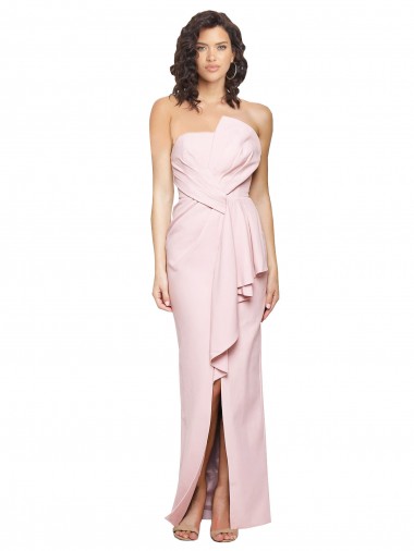 Fournisseurs de Rose Fourreau Sans bretelle Crêpe Stretch Longue Formelles Robes demoiselle d'honneur / Robes de soirée / Robes de bal