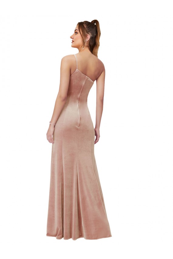 Fournisseurs de Rose Fourreau Velours Stretch Longue Formelles Robes demoiselle d'honneur / Robes de soirée / Robes de bal