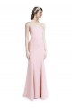 Fournisseurs de Rose Sirène Bretelles spaghetti Col Carré Crêpe Stretch Longue Robes demoiselle d'honneur / Robes de bal