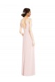 Fournisseurs de Rose Trapèze Col V Crêpe Stretch Longue Robes demoiselle d'honneur / Robes de bal