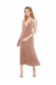 Fournisseurs de Rose Trapèze Col V midi Velours Stretch Courte Robes demoiselle d'honneur / Robes de bal / Robes de cocktail