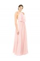 Fournisseurs de Rose Trapèze Licou Mousseline Longue Robes demoiselle d'honneur