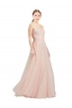 Fournisseurs de Rose Trapèze Sans bretelle Tulle Longue Robes demoiselle d'honneur