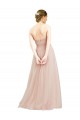 Fournisseurs de Rose Trapèze Sans bretelle Tulle Longue Robes demoiselle d'honneur