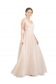 Fournisseurs de Rose Trapèze Scoop Tulle Longue Robes demoiselle d'honneur
