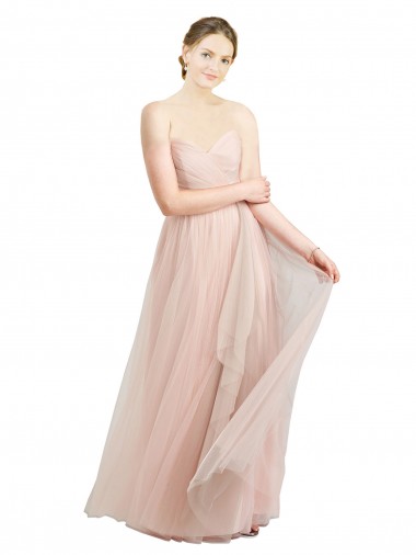 Fournisseurs de Rose Trapèze Tulle Longue Robes demoiselle d'honneur