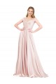 Fournisseurs de Rose Trapèze Épaule Dénudée Satiné Longue Formelles Robes demoiselle d'honneur / Robes de soirée / Robes de bal