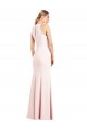 Fournisseurs de Rose Trompette Col V Crêpe Stretch Longue Robes demoiselle d'honneur / Robes de bal