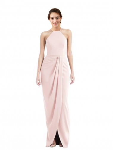 Fournisseurs de Rose Trompette Licou Crêpe Stretch Longue Robes demoiselle d'honneur / Robes de bal