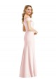 Fournisseurs de Rose Trompette Épaule Dénudée Col V Crêpe Stretch Longue Formelles Robes demoiselle d'honneur / Robes de soirée / Robes de bal