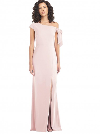 Fournisseurs de Rose Trompette Épaule Dénudée Crêpe Stretch Longue Formelles Robes demoiselle d'honneur / Robes de soirée / Robes de bal