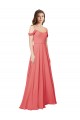 Fournisseurs de Rose du Désert Trapèze Épaule Dénudée Mousseline Longue Robes demoiselle d'honneur