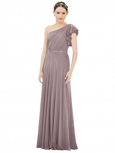Fournisseurs de Rose poudré Trapèze Mousseline Longue Robes demoiselle d'honneur